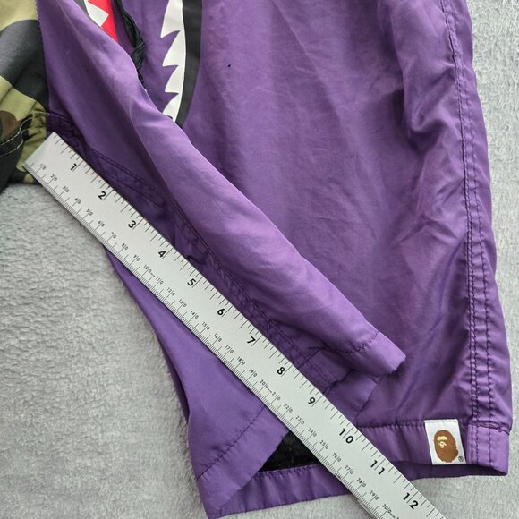 A Bathing Ape Men Shorts XL Purple Camouflage Polyester‎ Shark Face READ - Picture 7 of 12